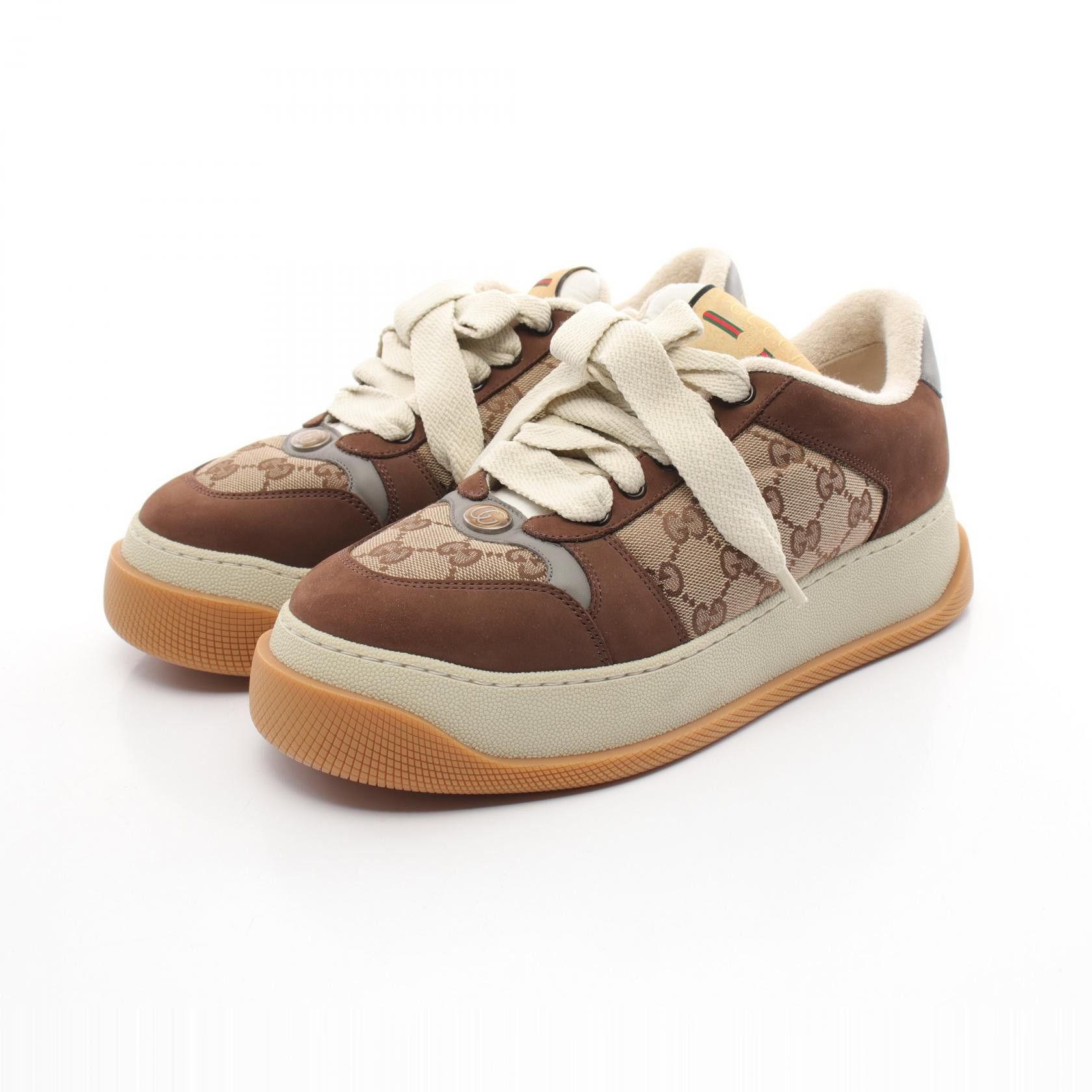 Gucci Gucci Gucci GG Canvas Sneakers Canvas Leather Shoes Canvas Shoes Size ONE SIZE - 1 Thumbnail