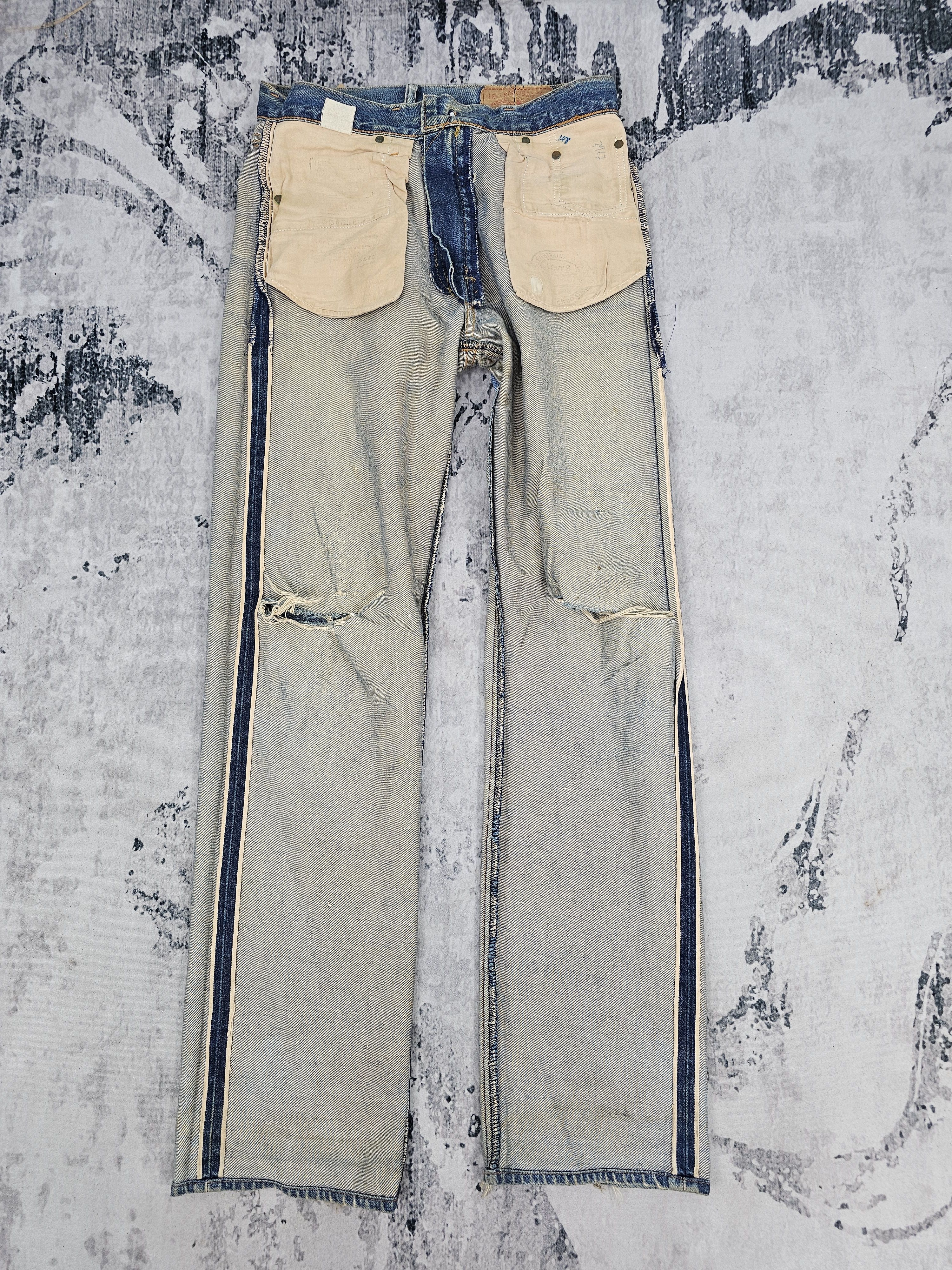 Levi's Vtg LEVIS 551 Z Ripped Selvedge Redline Big E Jeans L0452 Size US 30 / EU 46 - 2 Thumbnail