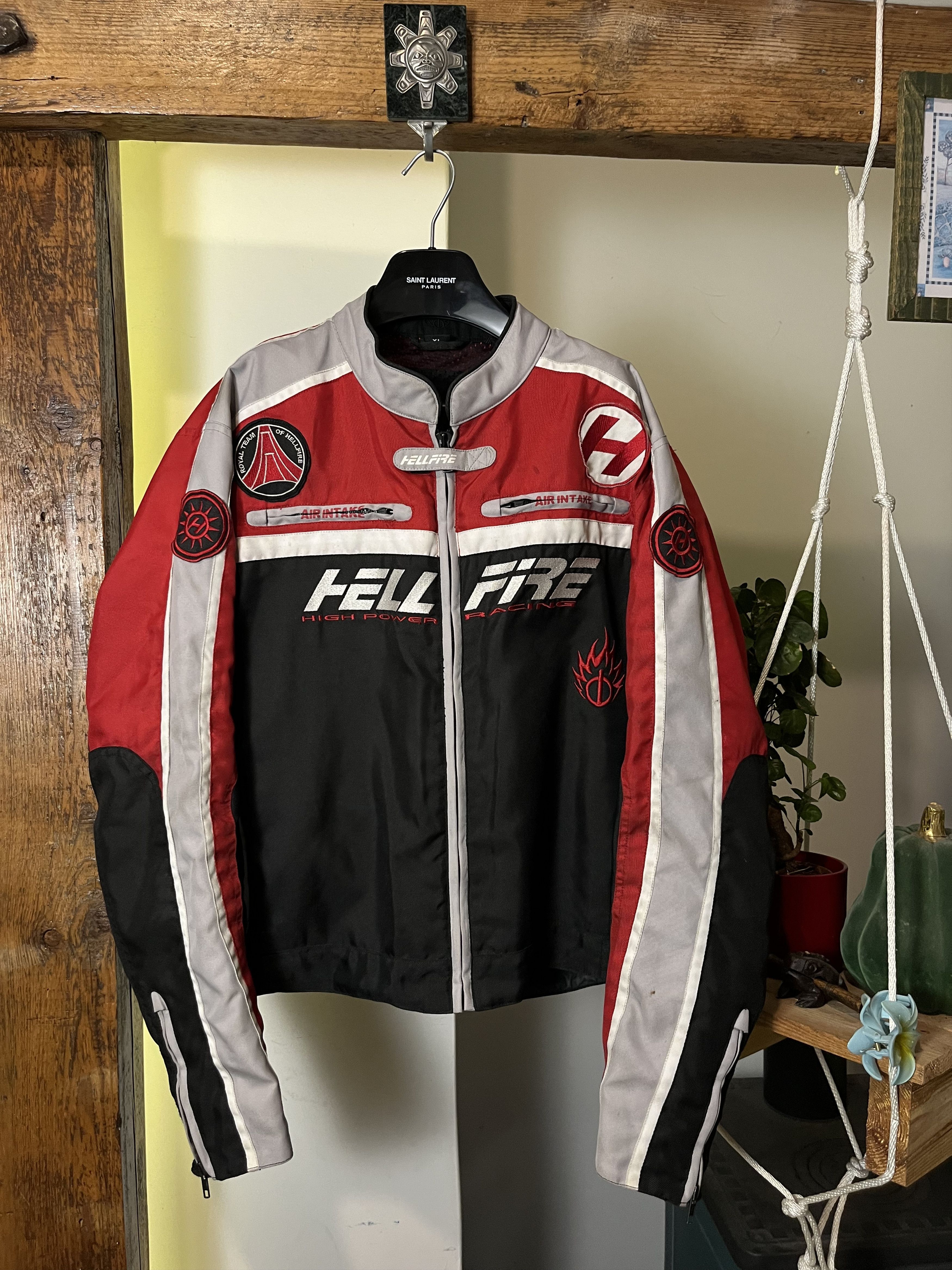 Vintage 90s Hell Fire Racing Jacket Hasta La Vista Nascar Jacket Size US XL / EU 56 / 4 - 1 Thumbnail
