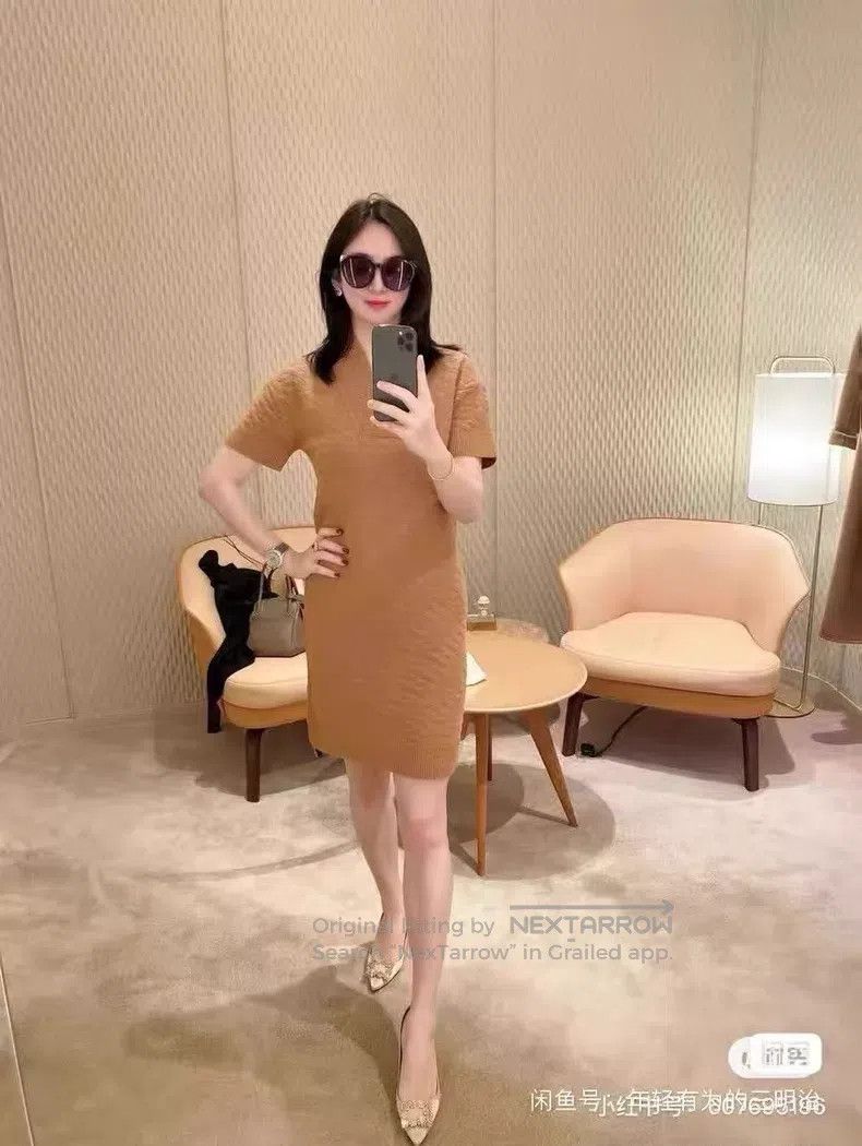 Hermes Hermes Khaki Logo All-Over Dress Size XS / US 0-2 / IT 36-38 - 5 Thumbnail
