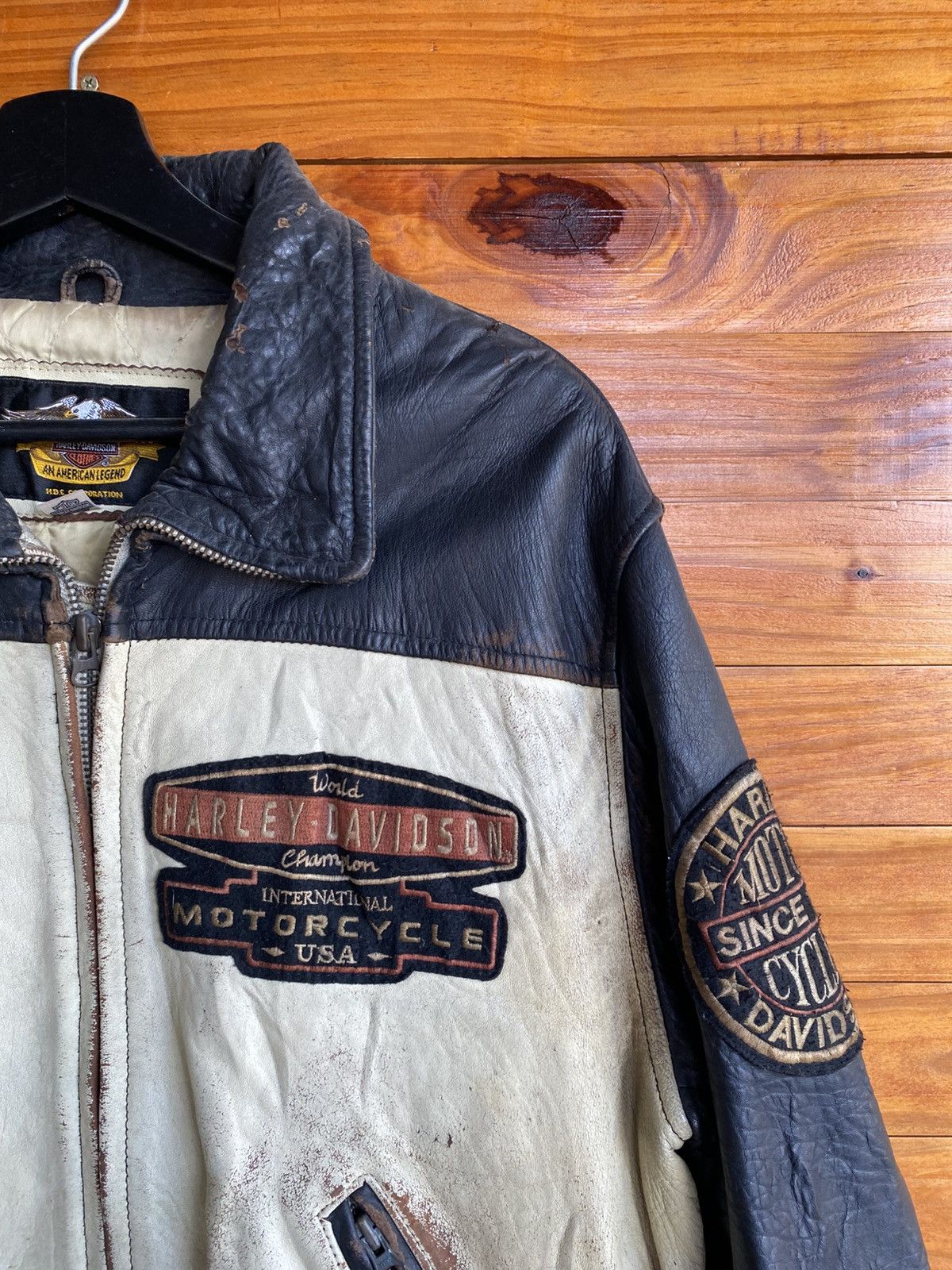 Harley Davidson Vintage Harley-Davidson Leather Distressed Biker Jacket Size US L / EU 52-54 / 3 - 8 Thumbnail