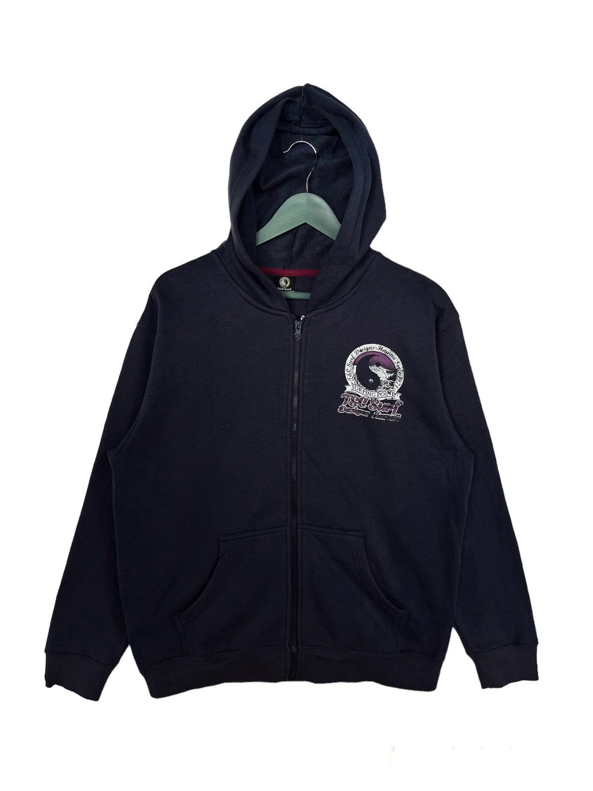 image of Surf Style x Vintage T&c Surf Design Sweater Hoodie in Dark Blue, Men's (Size Large)