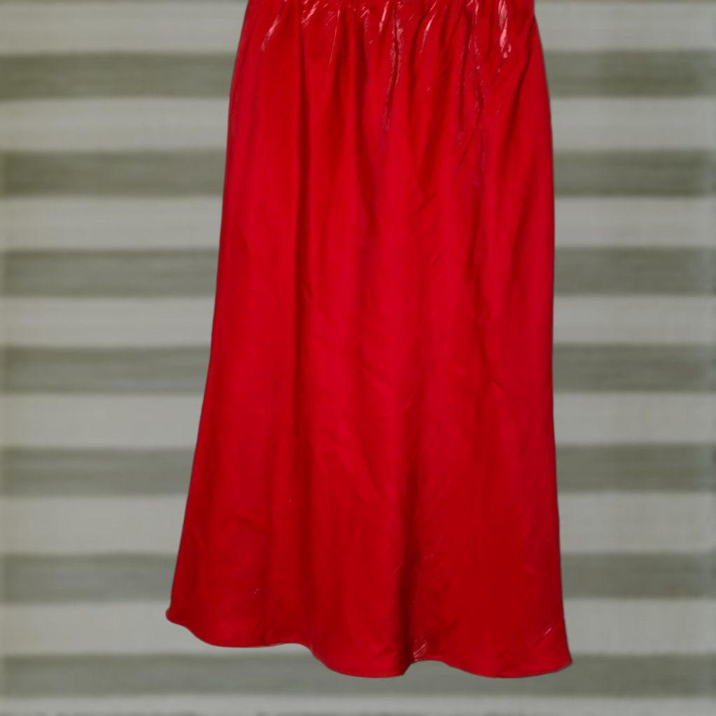 Vintage VINTAGE Venezia Skirt Long A-Line 18/20 Red Shimmer Slip Sweetheart Powered by Venezia Womens 50" hips 39" waist-to-hem Size 40" / US 18 - 1 Thumbnail