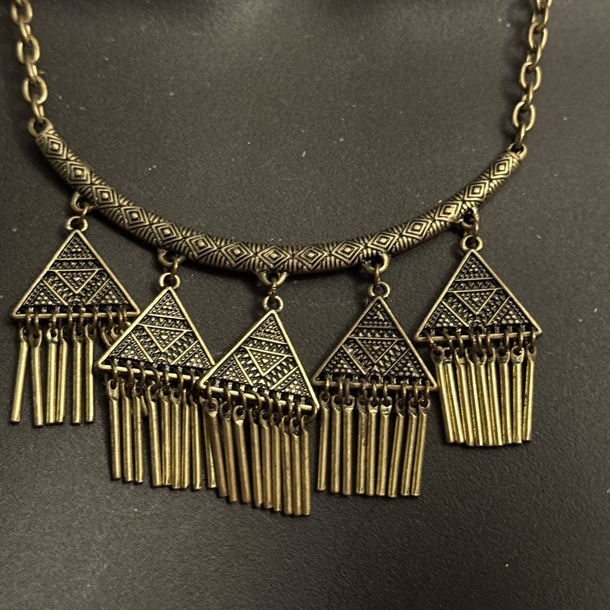 Other Bronze tone geometric fringe statement necklace Size ONE SIZE - 5 Thumbnail