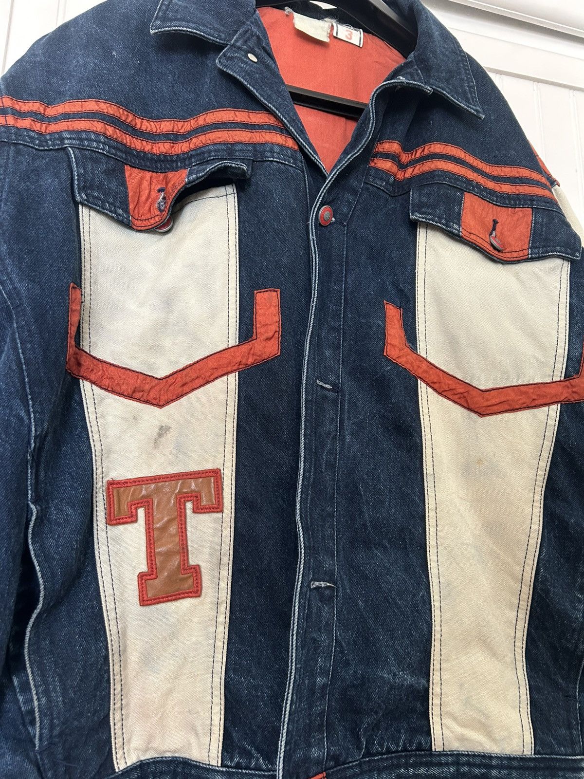 Other Vintage baseball Denim Jacket Patchwork 23 Y2K Distressed Size US L / EU 52-54 / 3 - 5 Thumbnail