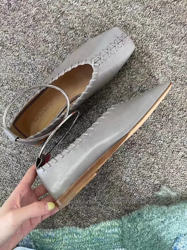 Jil Sander Jil Sander Classic square toe metal round edge woven singl Size US 4.5 / IT 34.5 - 1 Thumbnail