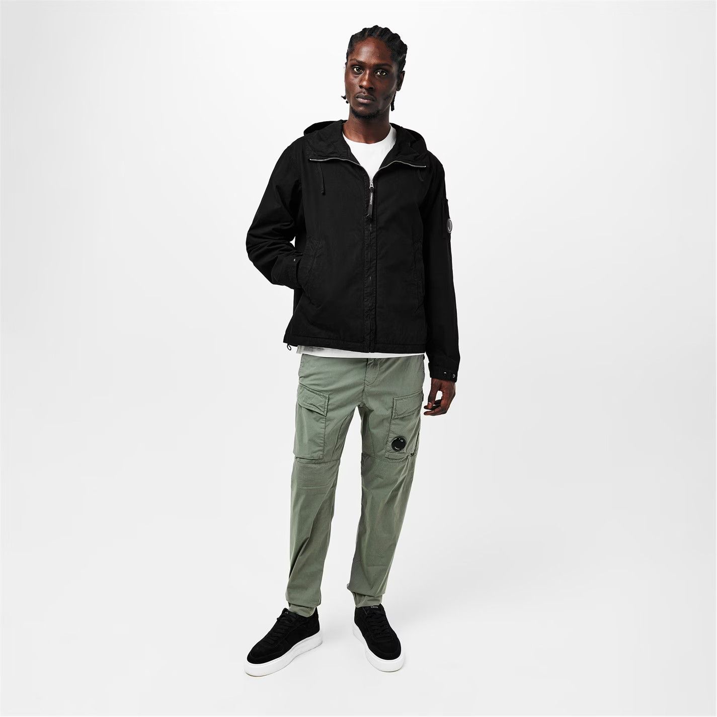 C.P. Company o1g2r1mq0426 Garment Dyed Cotton Hooded Lens Jacket in Black Size US XXL / EU 58 / 5 - 5 Thumbnail