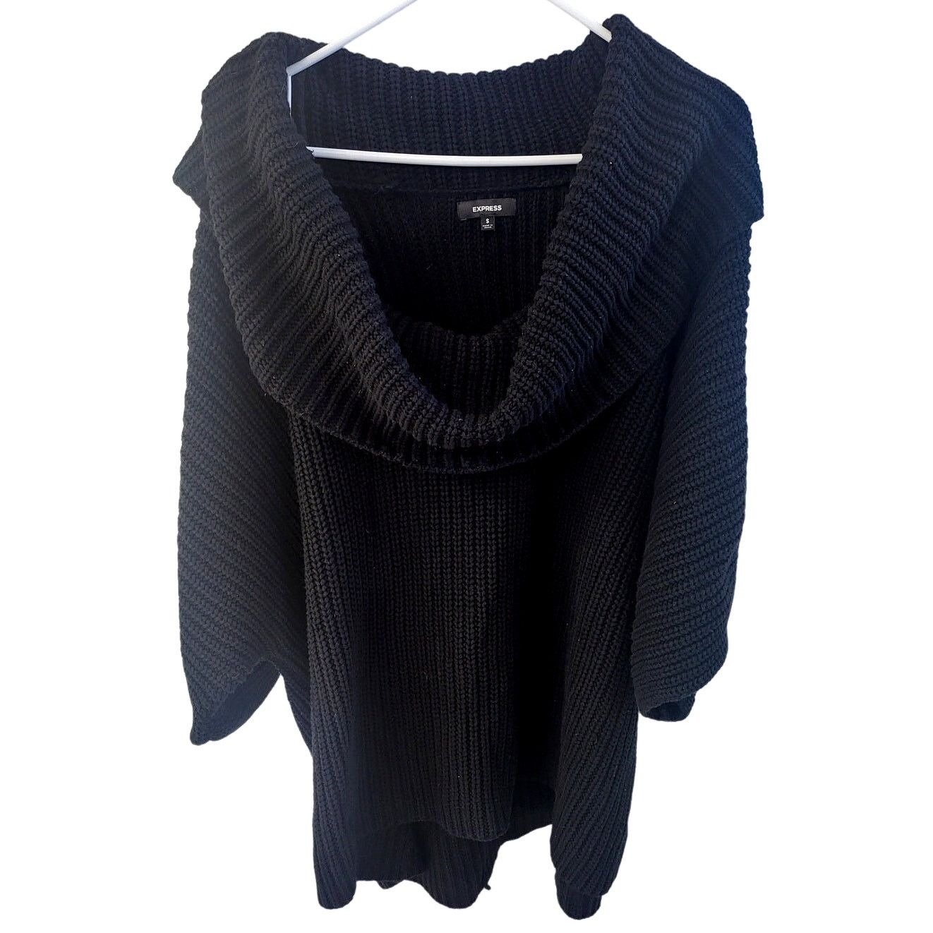 Express Express Black Short Sleeve Rib Knit Cowl Neck Sweater -Small Size S / US 4 / IT 40 - 1 Thumbnail