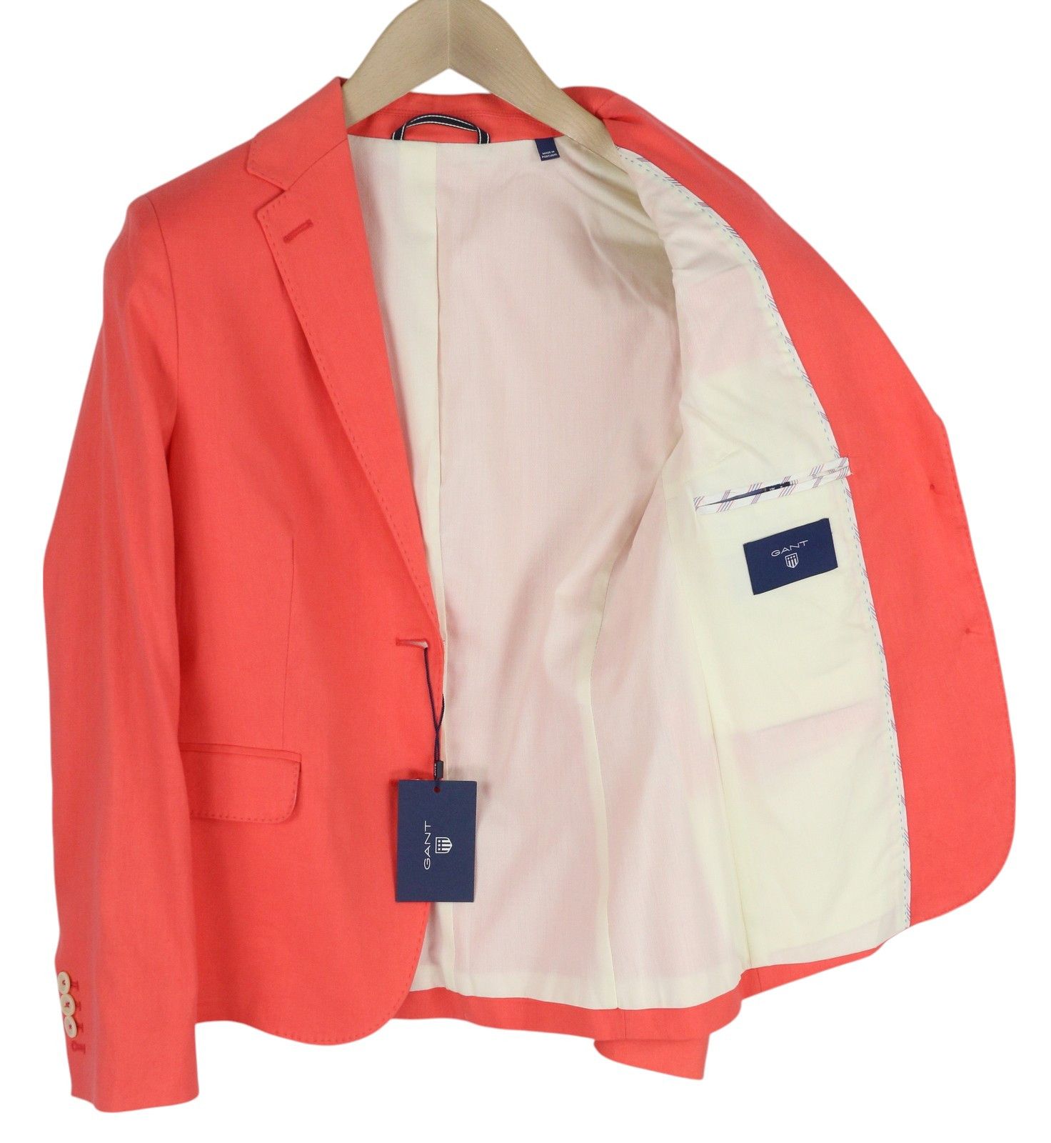Gant EU34 Coral Linen Blend Notch Lapel Single-Breasted 85175 Size XS / US 0-2 / IT 36-38 - 4 Thumbnail