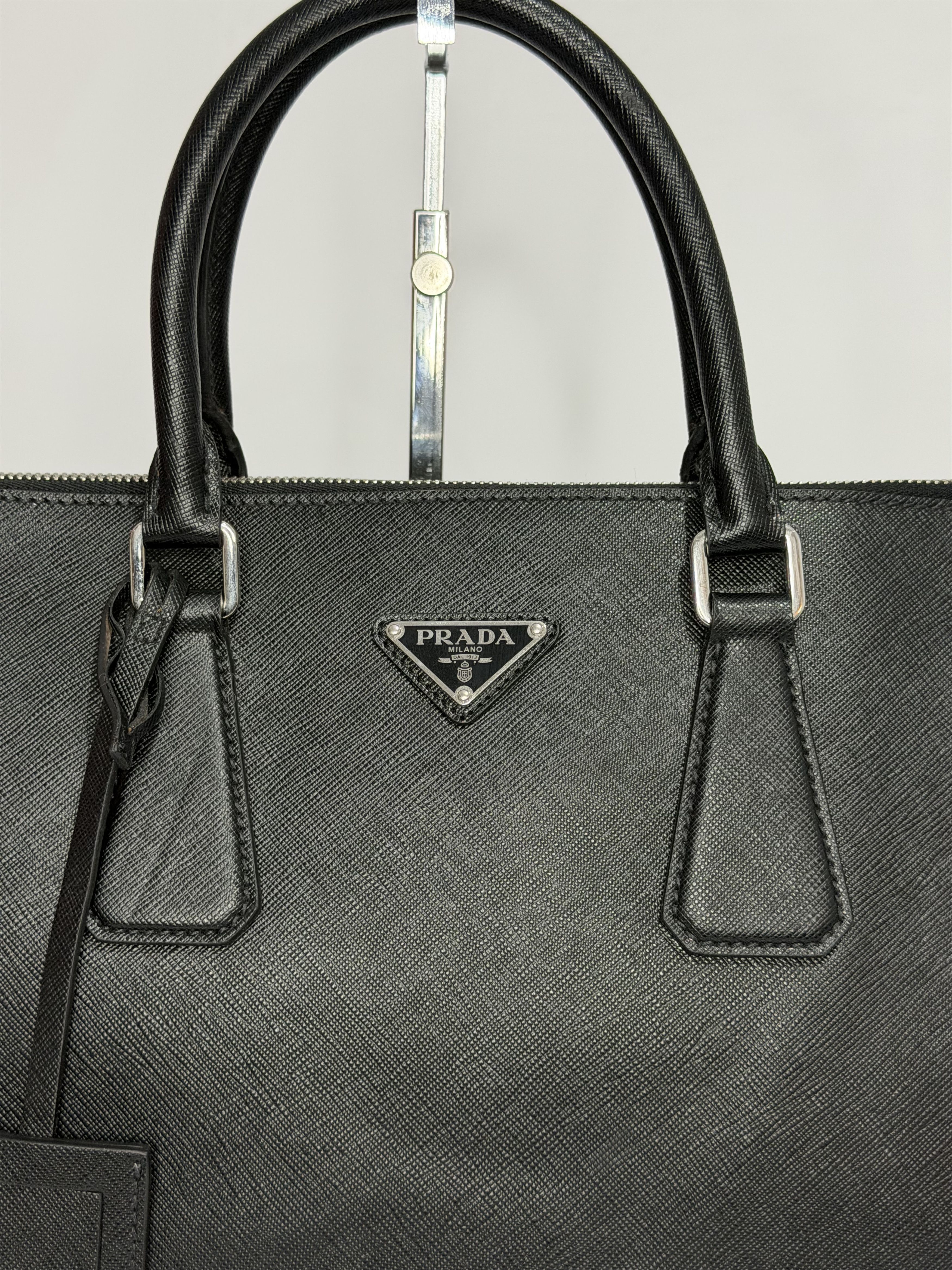 Prada Prada Black Saffiano Leather Large Tote Bag / Briefcase Size ONE SIZE - 2 Thumbnail