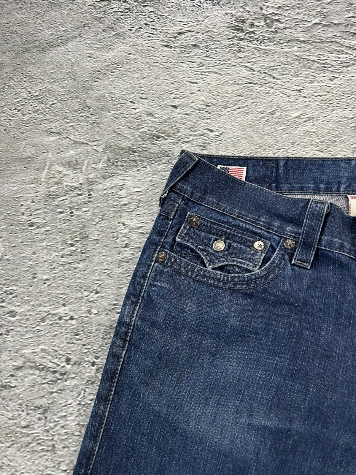 True Religion × Vintage True Religion jorts denim shorts navy black stitching Ricky Size US 34 / EU 50 - 7 Thumbnail