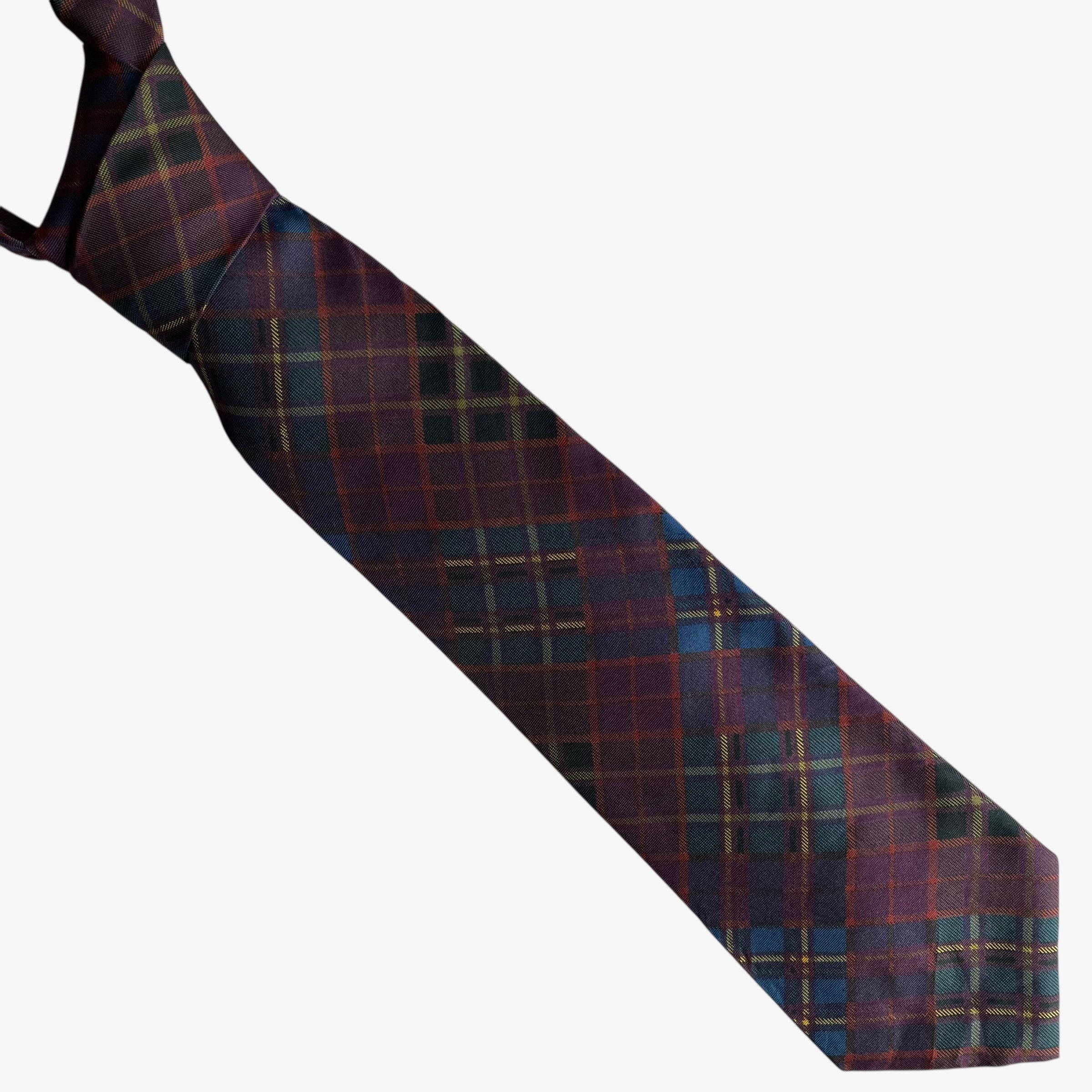 Van Heusen Vintage 90s Van Heusen Purple Tartan Print Silk Tie Size ONE SIZE - 1 Thumbnail