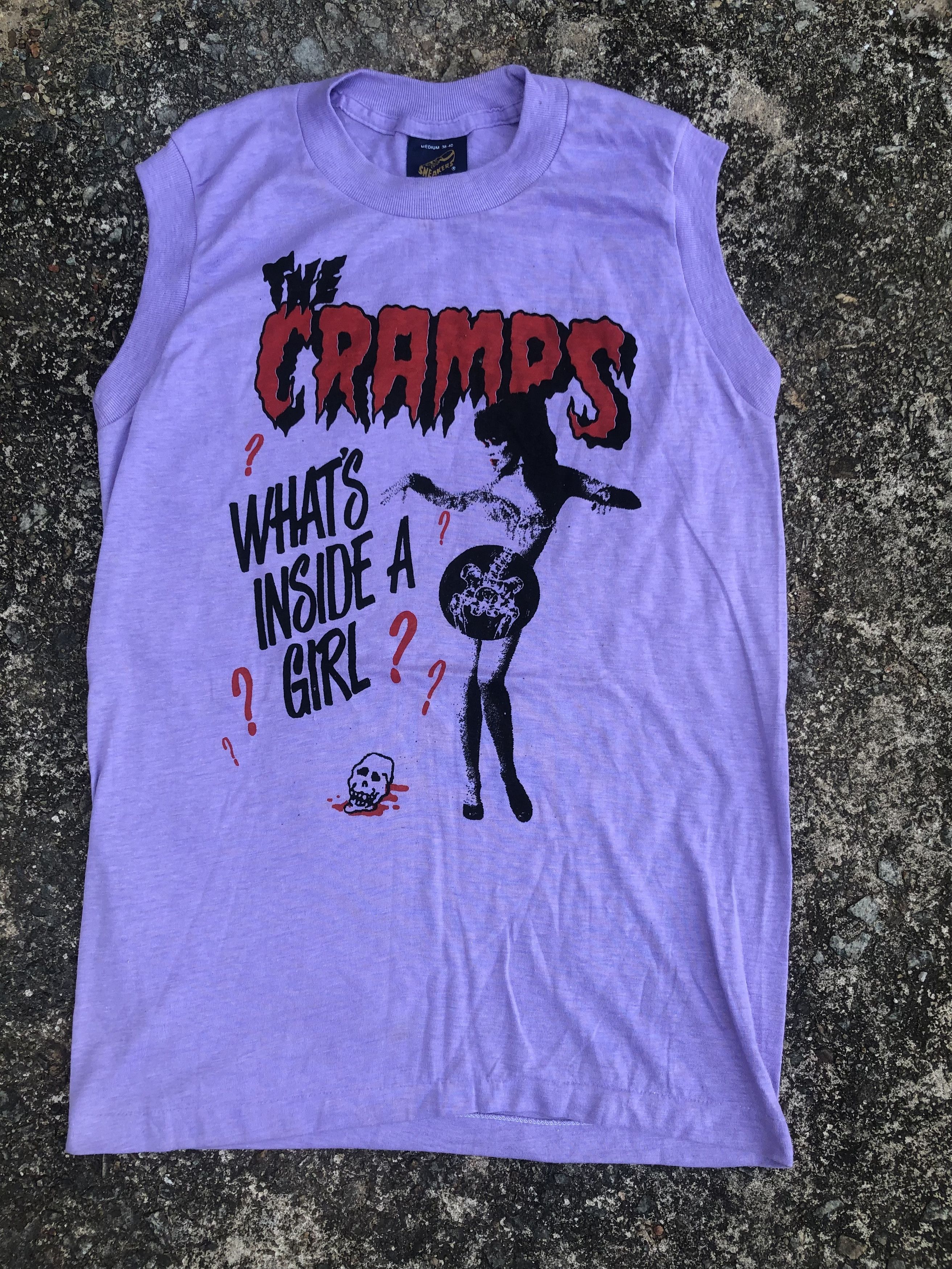 Band Tees 🔥Vintage 80s THE CRAMPS 'Whats Inside A Girl?' Band T-Shirt Size US M / EU 48-50 / 2 - 3 Thumbnail