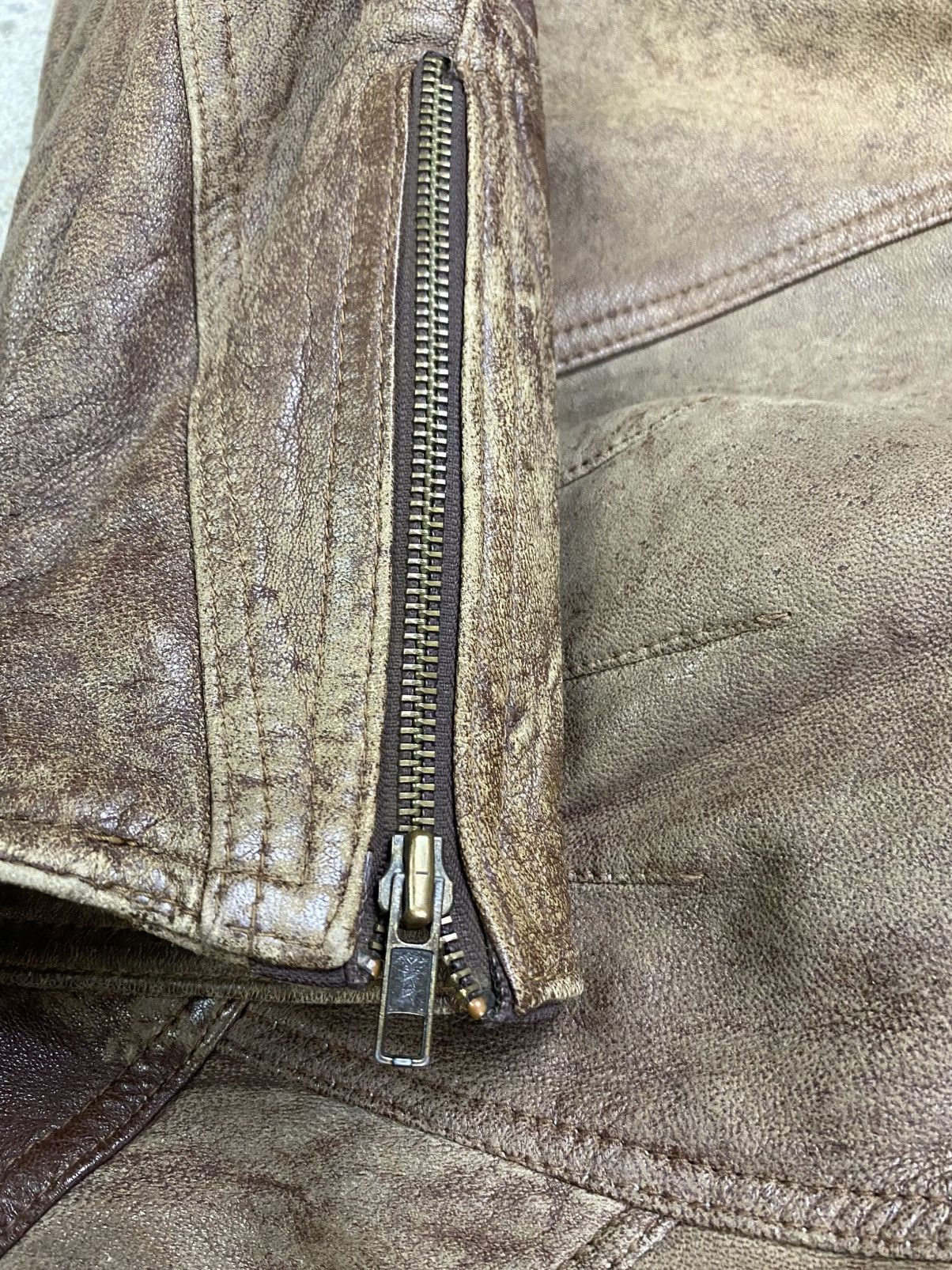 Vintage No faith studios leather bomber jacket brown assimetrical Size M / US 6-8 / IT 42-44 - 13 Thumbnail