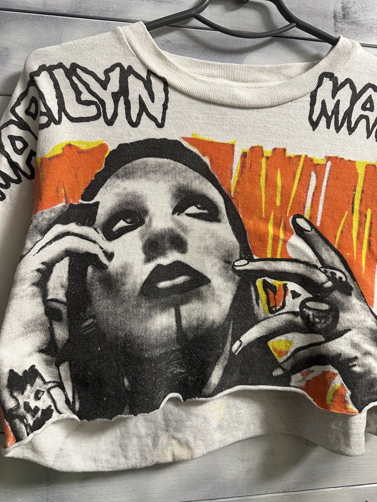 Band Tees Very Rare Vintage Crop Top Marilyn Manson 90’s Crop Too Size ONE SIZE - 3 Thumbnail