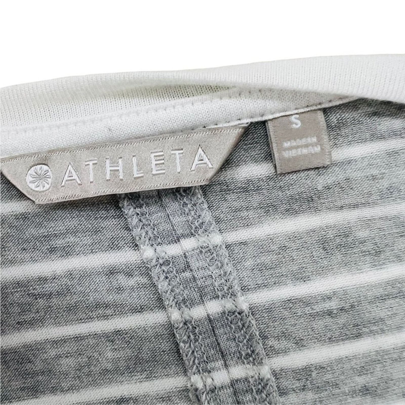 Athleta Athleta Threadlight Striped Long Sleeve Shirt Grey Cream Size S / US 4 / IT 40 - 5 Thumbnail