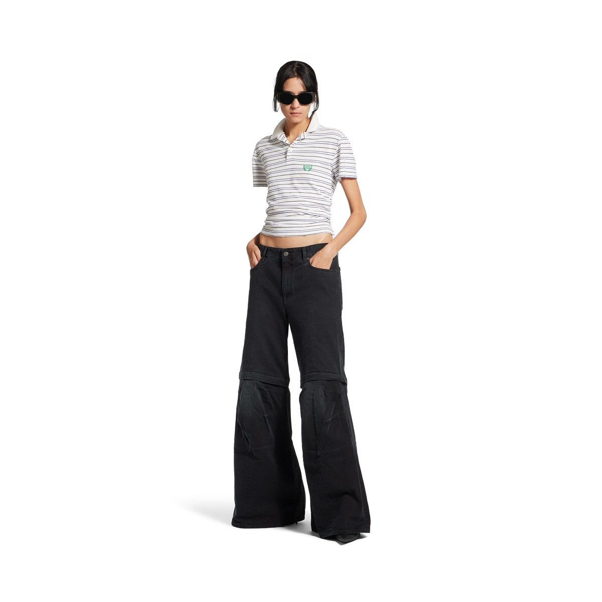 Balenciaga [M] 1550$ Black flared double knee jeans Size US 31 - 2 Thumbnail