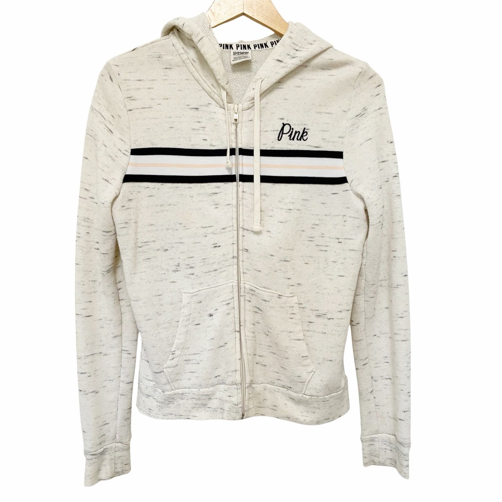 Victoria's Secret Victoria's Secret Pink Heathered Cream Full Zip Hoodie Sz S Size S / US 4 / IT 40 - 1 Thumbnail