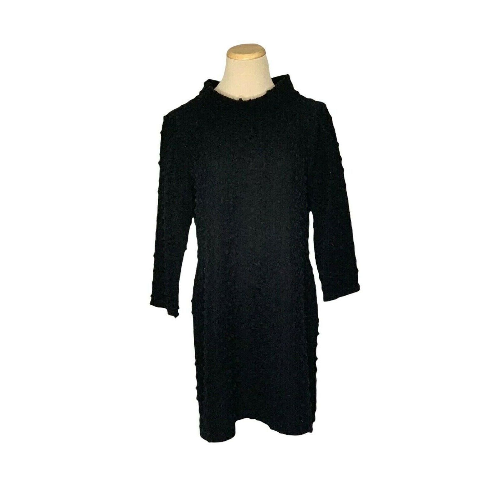 Anthropologie Uncle Frank Black High Neck Pom Pom Sweater Mini Dress M Size M / US 6-8 / IT 42-44 - 1 Thumbnail