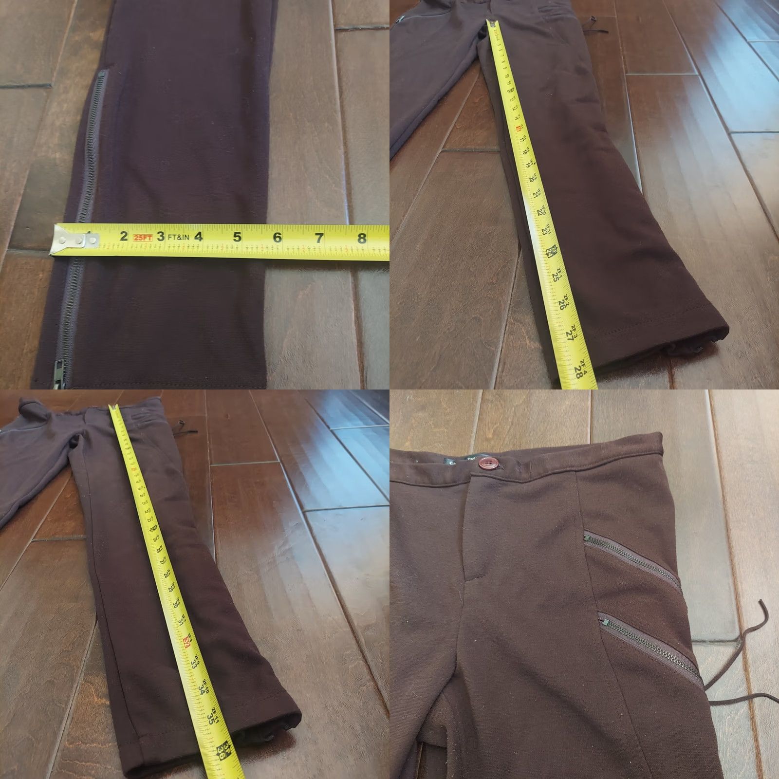 Vintage Foreign Exchange Women's Brown Dress Pants Zip Pockets & Leg Zip Up Pants M Brown Size 32" / US 10 / IT 46 - 8 Thumbnail