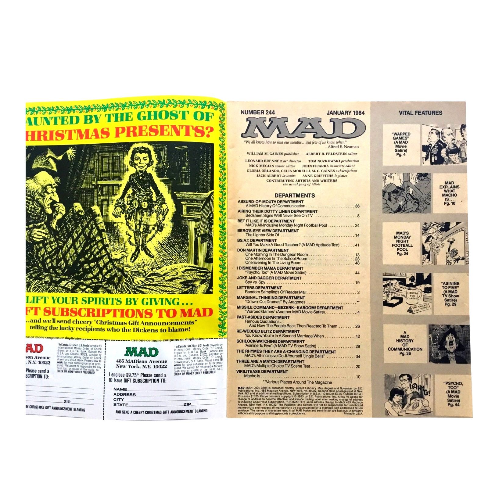 Other Mad Magazine No. 244 January 1984 Vintage Size ONE SIZE - 2 Thumbnail
