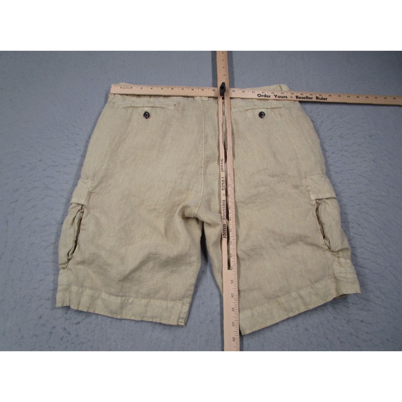 Vintage 32 Bar Blues Cargo Shorts Mens 36 Beige Linen Button Fly 10" Travel Outdoor Size US 36 / EU 52 - 6 Thumbnail