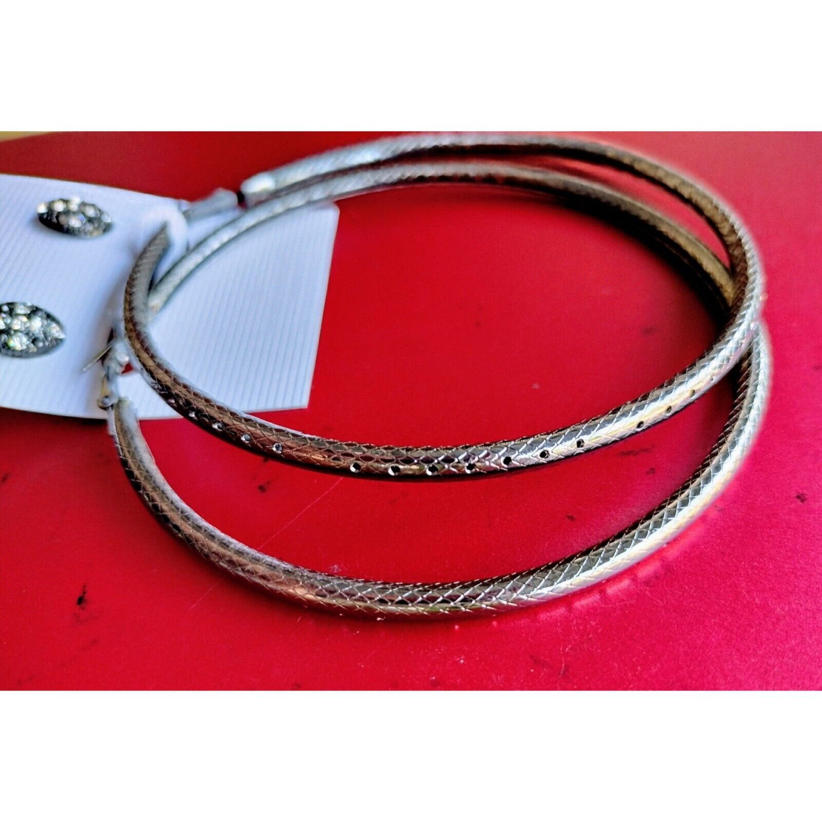 Other 2 Pairs Earrings Hoops Studs Fashion Jewelry Alloy Lot 3.5 i Size ONE SIZE - 6 Thumbnail