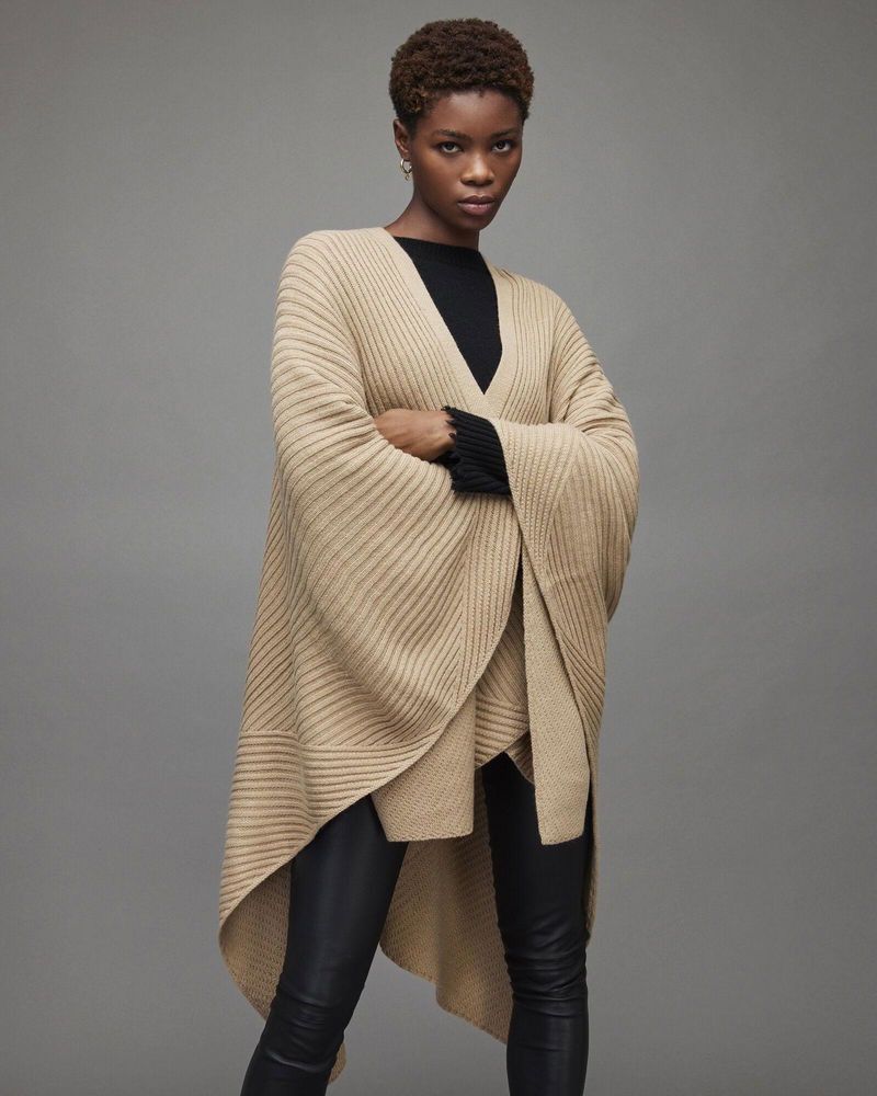 Allsaints Allsaints avant garde wool blend ribbed cardigan poncho Size ONE SIZE - 3 Thumbnail