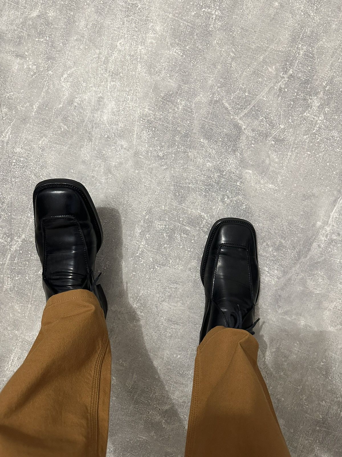 Vintage 80’s Vintage classic square toe leather boots Size US 12 / EU 45 - 3 Thumbnail