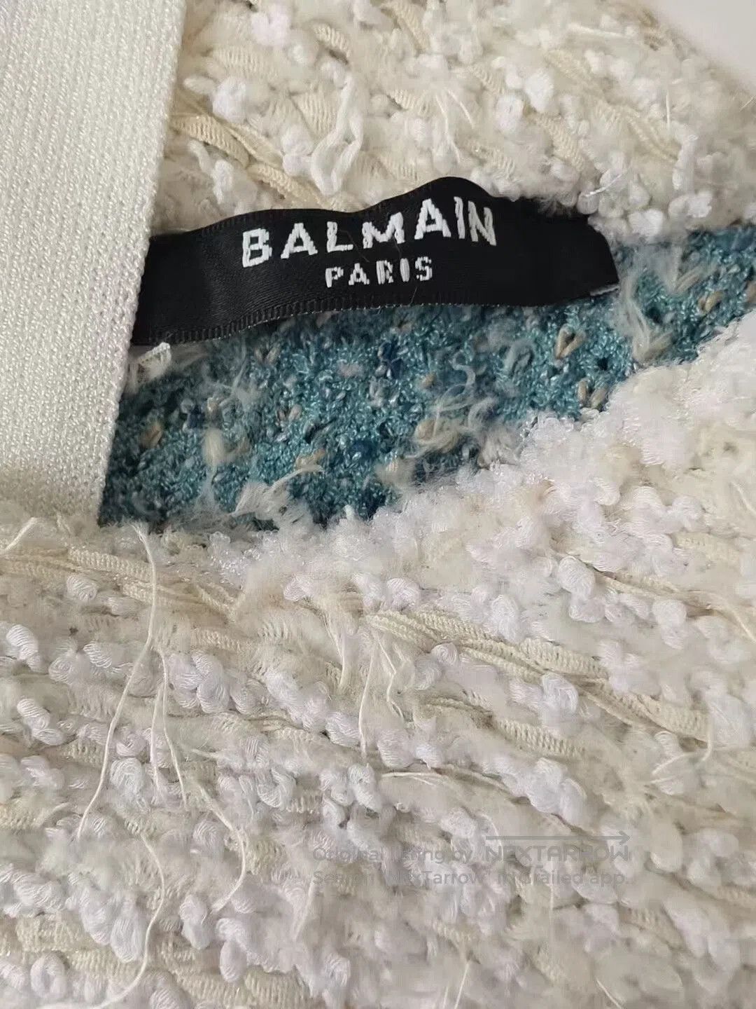 Balmain fringed denim tweed dress with buttons. Size US 36 / EU 52 - 3 Thumbnail