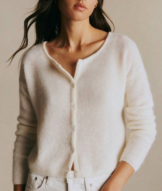 Sezane SÉZANE Gaspard Crop Cardigan Mohair Alpaca Sweater Ecru Size M / US 6-8 / IT 42-44 - 1 Thumbnail