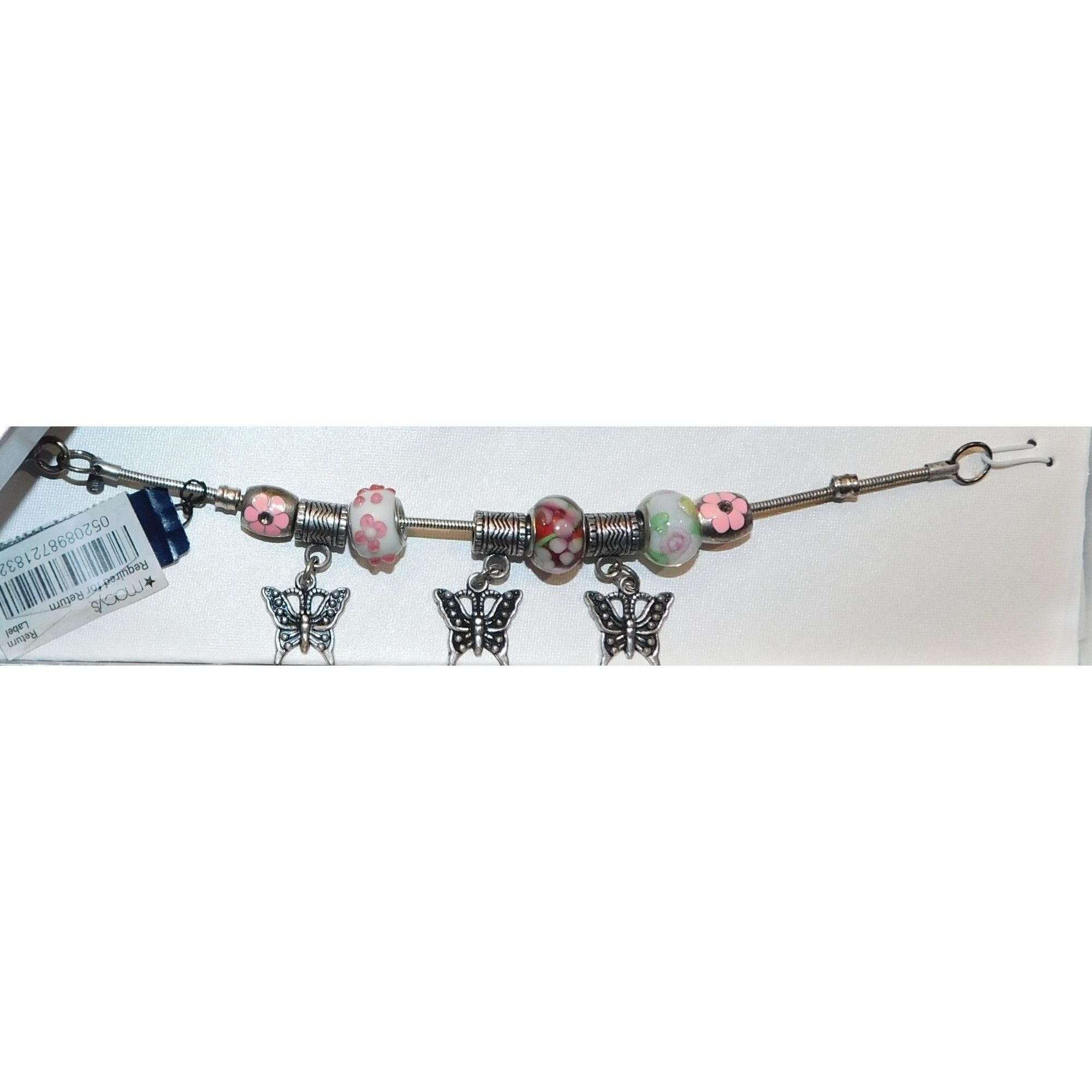 Other Roman Glass Butterfly Foral Charm Bracelet Size ONE SIZE - 1 Thumbnail