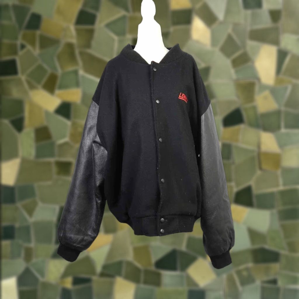 Dunbrooke VINTAGE Dunbrooke Bomber Jacket Lennox Black Wool and Leather Men XL 90s Snap Jacket Size US XL / EU 56 / 4 - 1 Thumbnail
