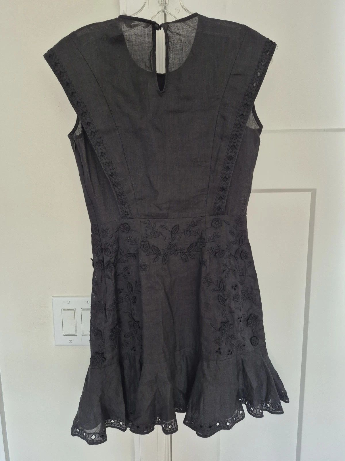 Veronica Beard Dress Kerison Embroidered Floral Ruffle Short Sleeve Party Size XS / US 0-2 / IT 36-38 - 5 Thumbnail