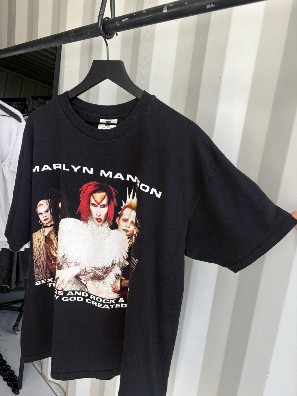 Band Tees Vintage Marilyn Manson Sex Drugs Shirt Faded GRUNGE Size US XL / EU 56 / 4 - 2 Thumbnail