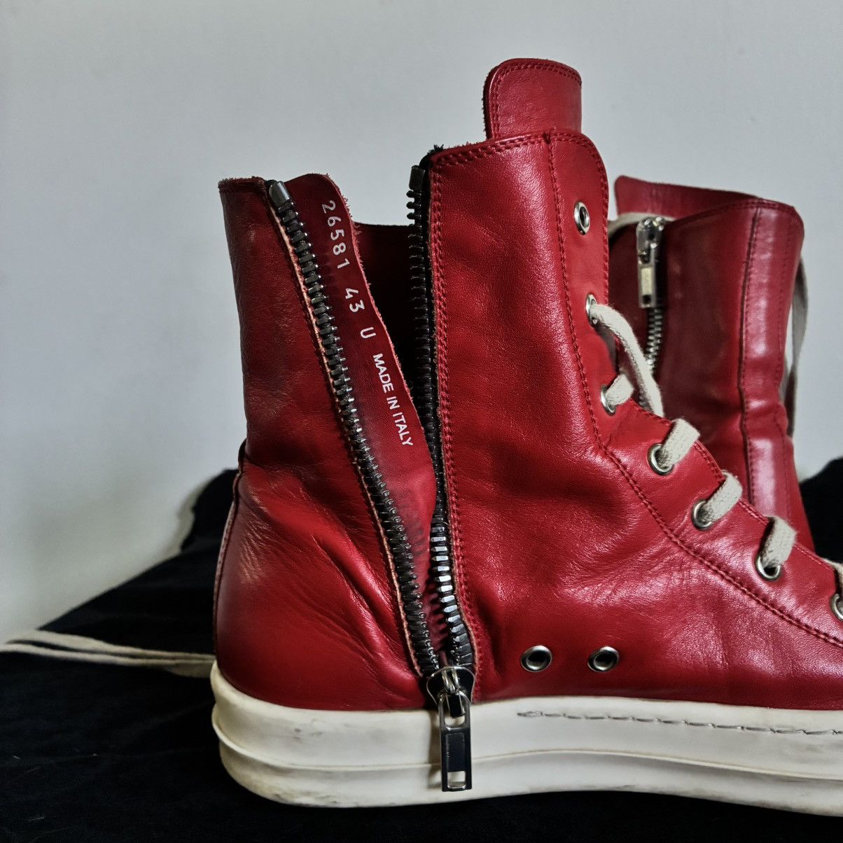 Rick Owens Rick Owens Chili Red / Milk High Top Ramones Size US 10.5 / EU 43-44 - 4 Thumbnail