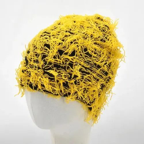 Japanese Brand Y2K Knitted Mossy Beanie Hat Size ONE SIZE - 1 Thumbnail