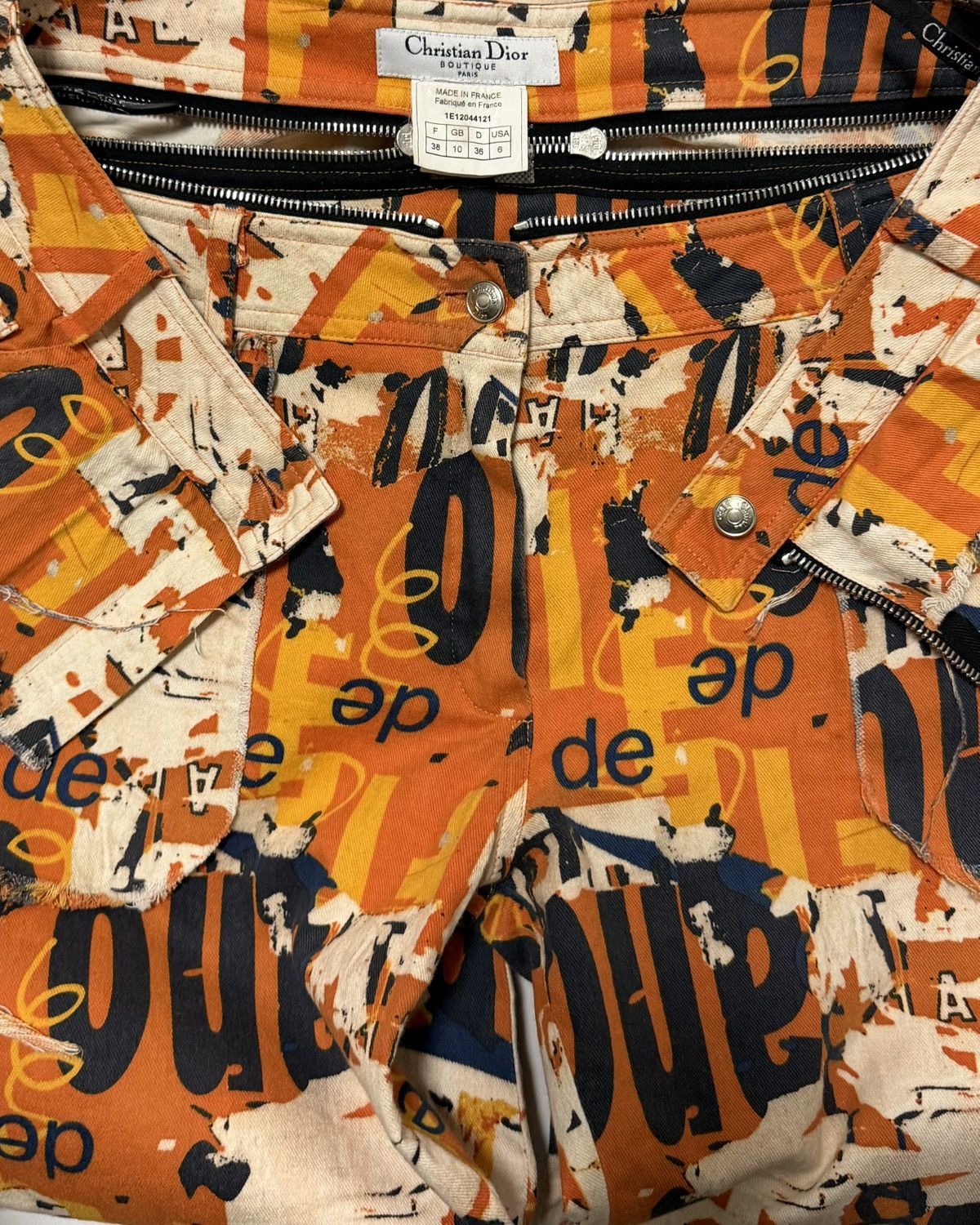 Dior CHRISTIAN DIOR S/S 2001 Graphic Print Cargo Flared Trousers Size 27" / US 4 / IT 40 - 7 Thumbnail