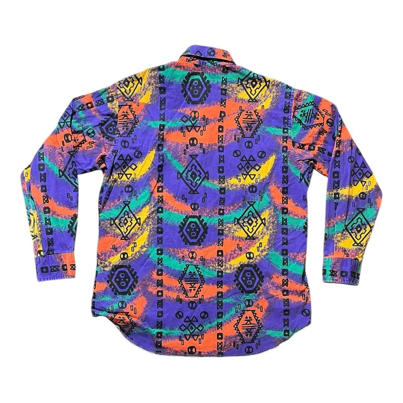 Wrangler Vintage Wrangler South Western Purple Aztec Cowboy Shirt Size US XL / EU 56 / 4 - 2 Thumbnail