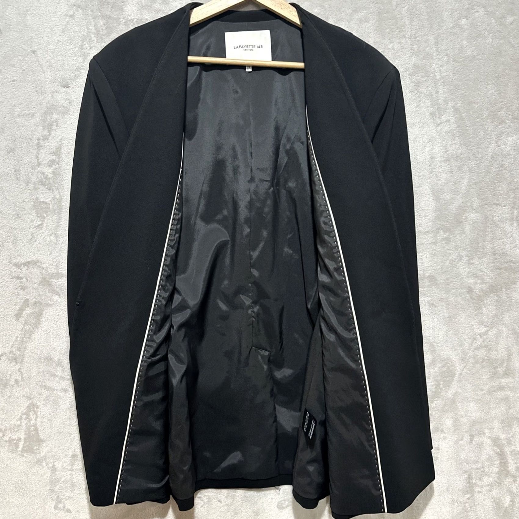 Vintage Lafayette 148 New York V-Neck Blazer Women's 14 Black Hook and Eye Dressy Business Suit Jacket Blazer Size XL / US 12-14 / IT 48-50 - 5 Thumbnail