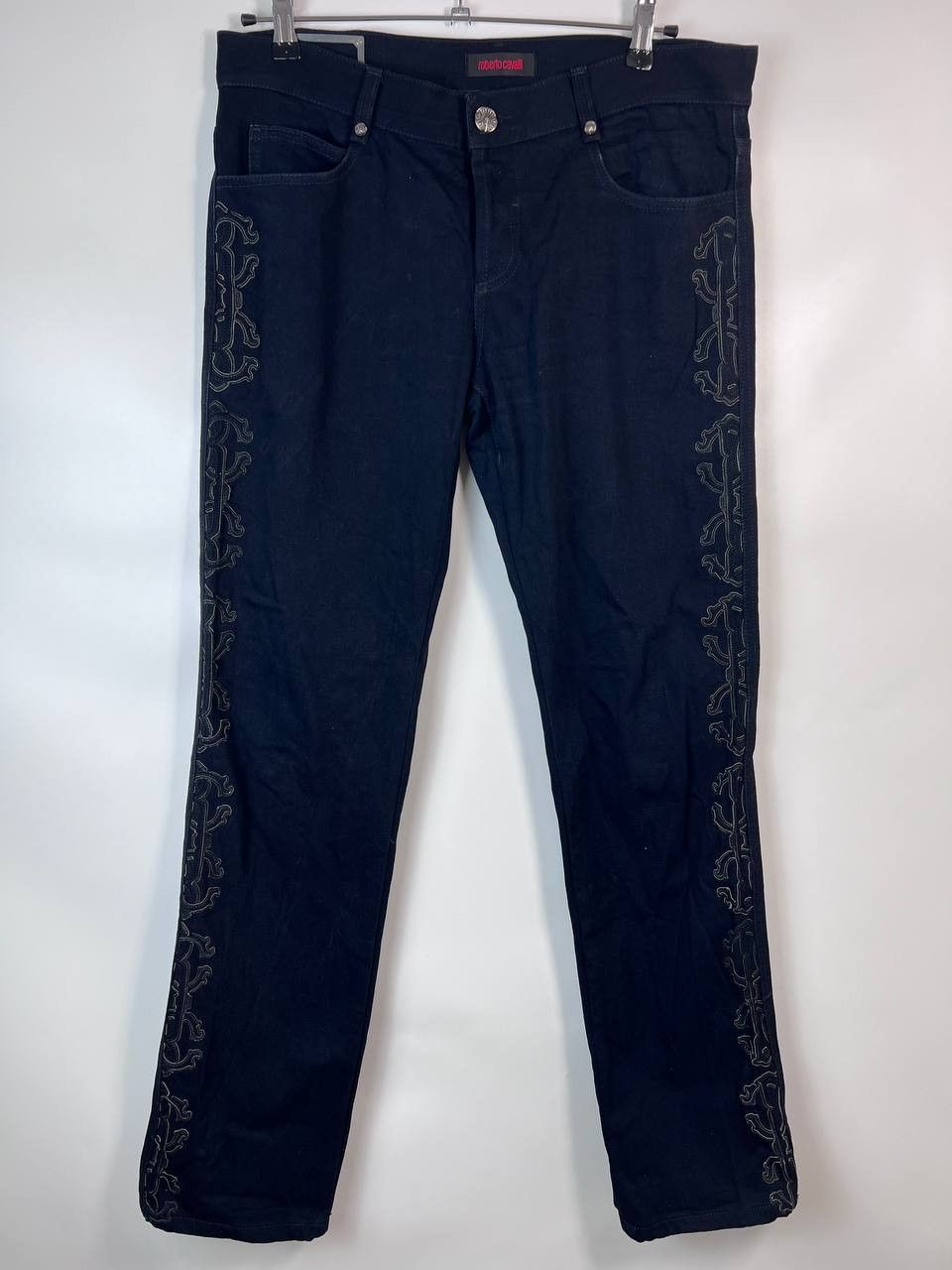Roberto Cavalli ROBERTO CAVALLI JEANS DENIM PANTS EMBROIDERED SIDES Sz 50 Size 34" / US 12 / IT 48 - 1 Thumbnail