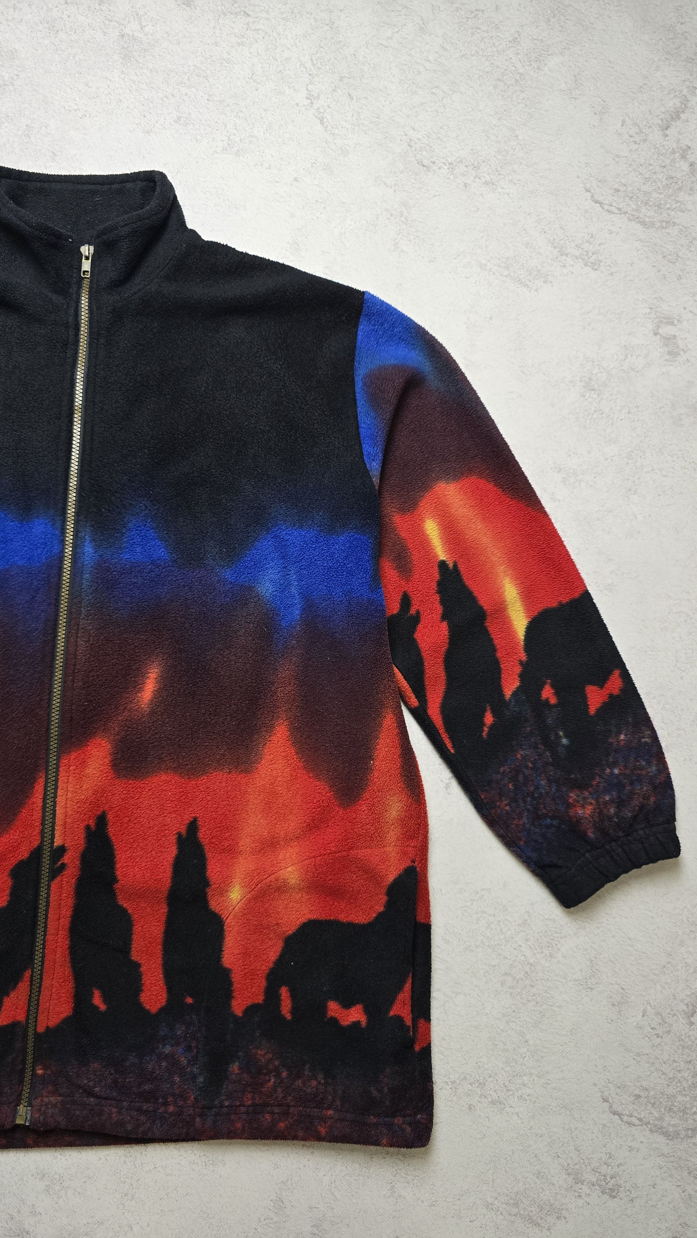 Other Vintage Jacques Lorant Wolf Fleece Jacket Northern Lights Size L / US 10 / IT 46 - 7 Thumbnail