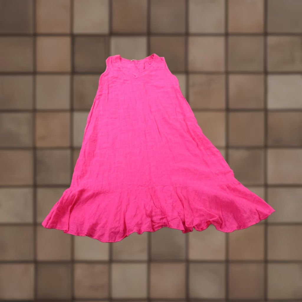 Vintage Francesca Bettini Dress Womens M Pink Linen Summer Outdoors Loose Flowy Italy Dress Size M / US 6-8 / IT 42-44 - 1 Thumbnail
