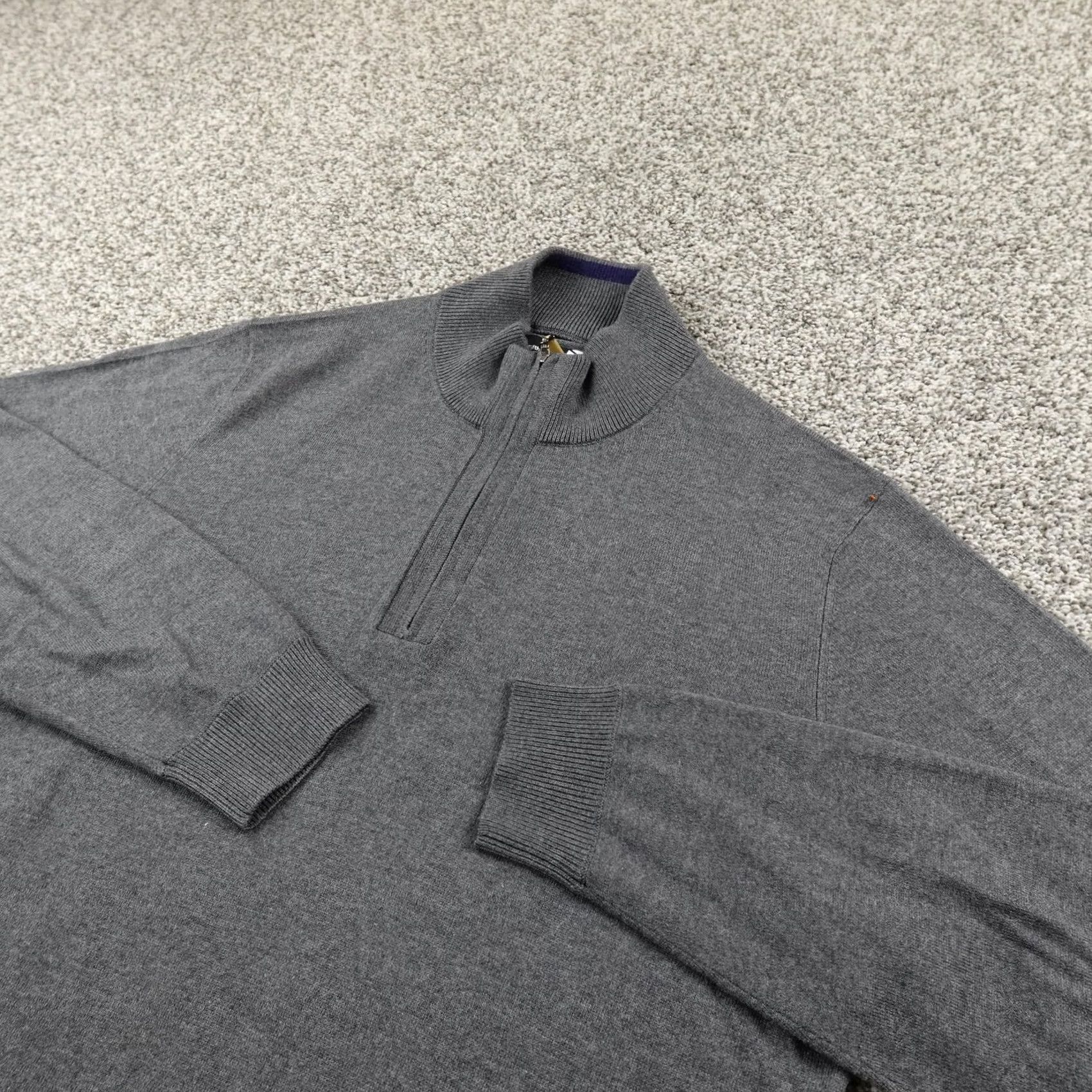 Saks Fifth Avenue Saks Fifth Avenue Sweater Mens L Gray Silk Cashmere 1/4 Zip Knit Pullover Casual Size US L / EU 52-54 / 3 - 2 Thumbnail
