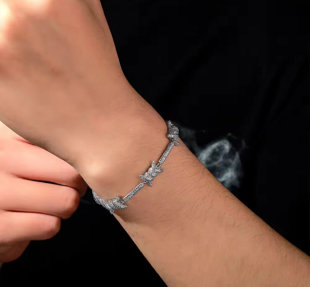Other Bling Lux Barb Wire Hip Hop Bracelet 7-8inch Size ONE SIZE - 1 Thumbnail