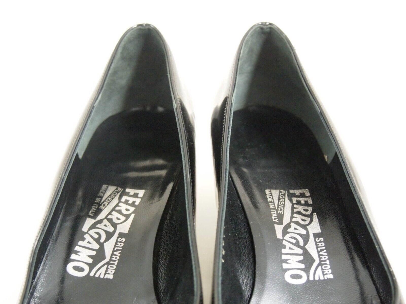 Salvatore Ferragamo Ferragamo Mid Heel Pumps Black Patent Leather US 7.5 EU 38 C Size US 7.5 / IT 37.5 - 5 Thumbnail