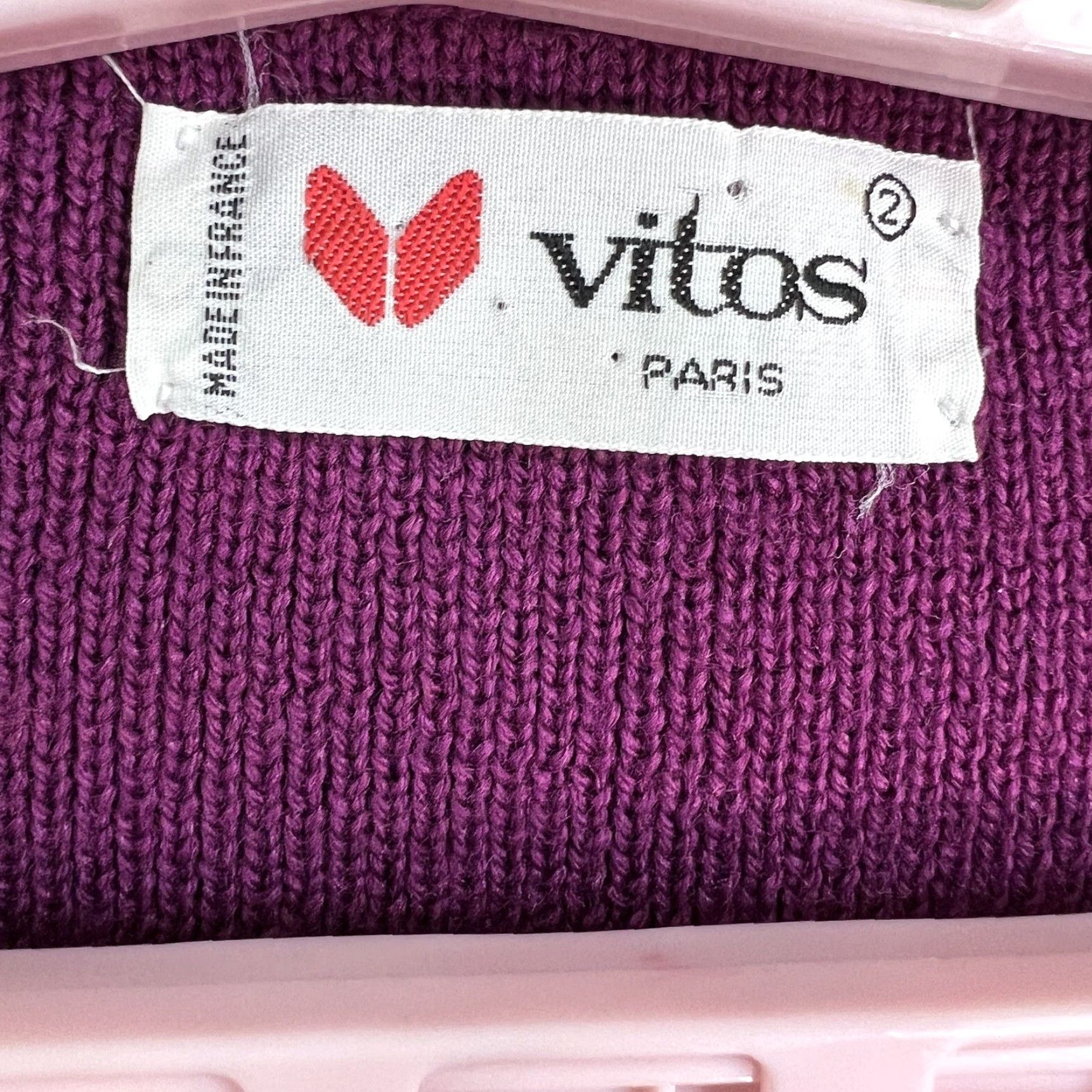 Vintage VINTAGE Vitos Paris Cardigan Sweater Vest Womens Magenta Open Front Knit Wool 2 M/Middle Size M / US 6-8 / IT 42-44 - 4 Thumbnail
