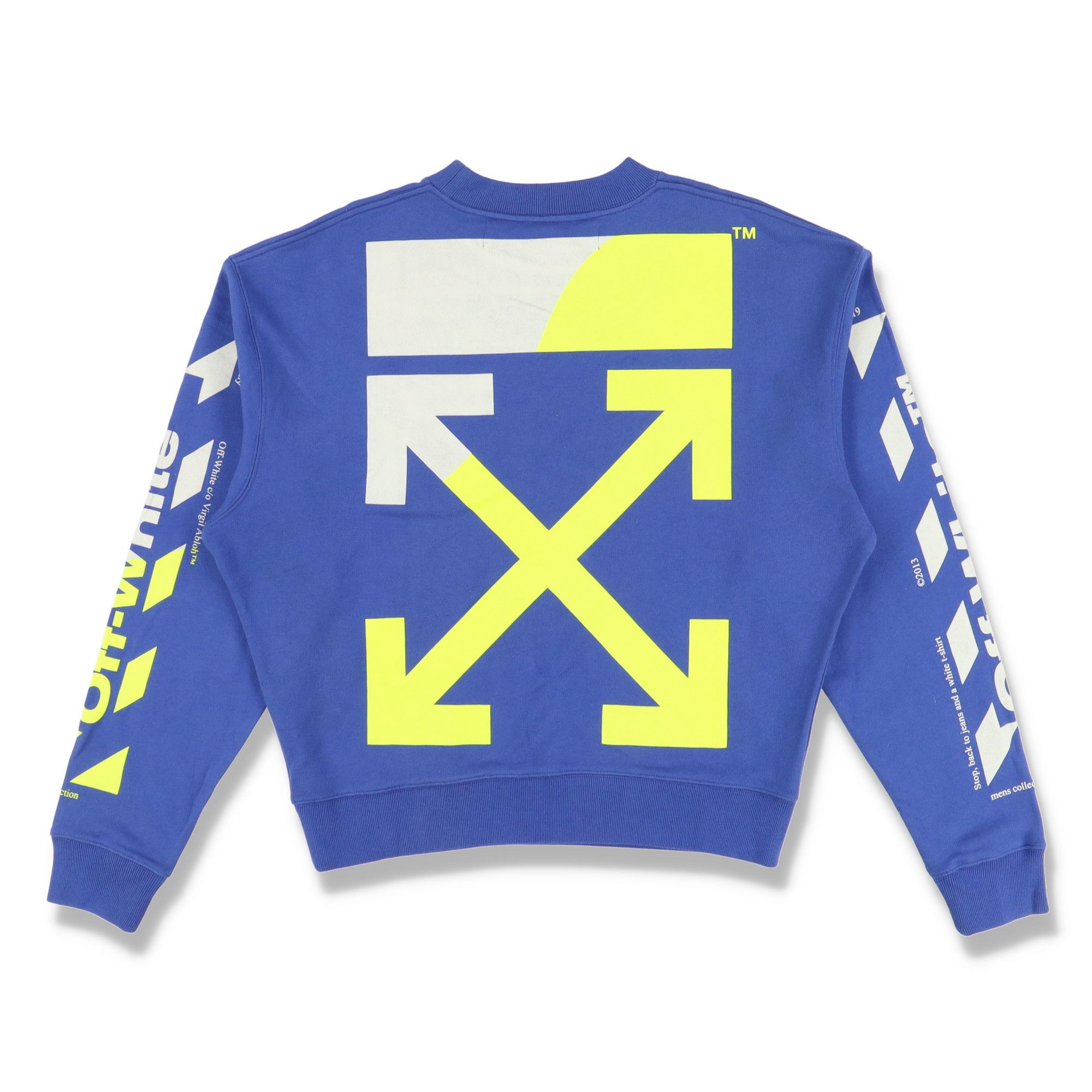 image of Off White Blue Logo Diag Split Arrows Oversized Sweatshirt, Men's (Size Medium)
