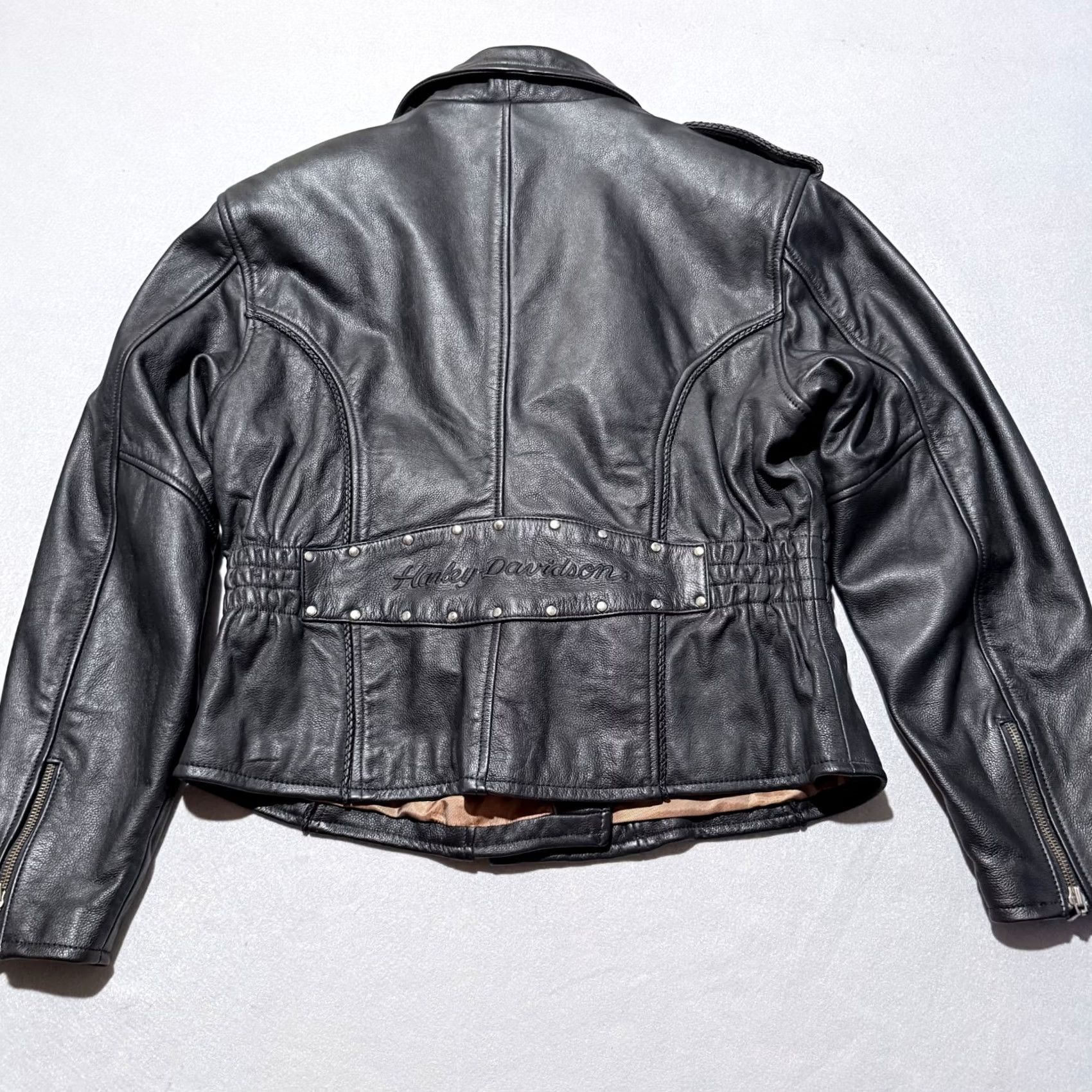 Harley Davidson VTG Harley-Davidson Leather Jacket Women's Black Biker XL Embossed Sierra Rose - Jacket, Harley-Davidson, Black, XL, Women Size XL / US 12-14 / IT 48-50 - 2 Thumbnail