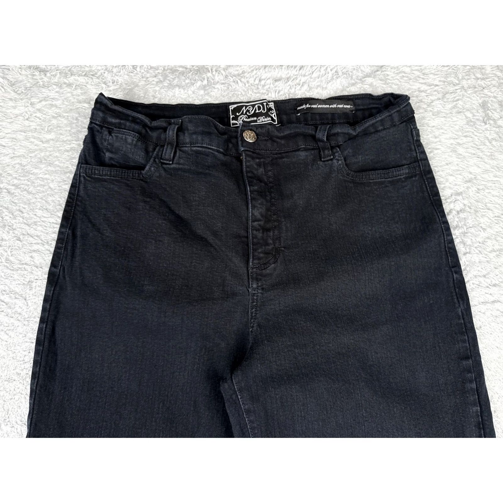 NYDJ NYDJ Jeans Womens 12 Bootcut Black Dark Wash High Rise Stretch Rhinestone 32x32 Denim Cotton Blend Spandex 5-Pocket Design Regular Womens Mens? Size 34" / US 12 / IT 48 - 4 Thumbnail